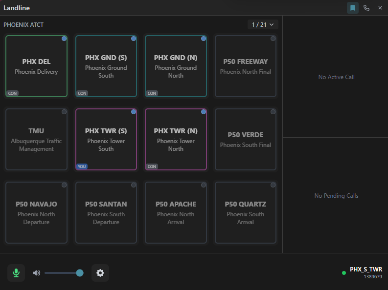 Landline Desktop App - Main coordination interface with facility grid and call management