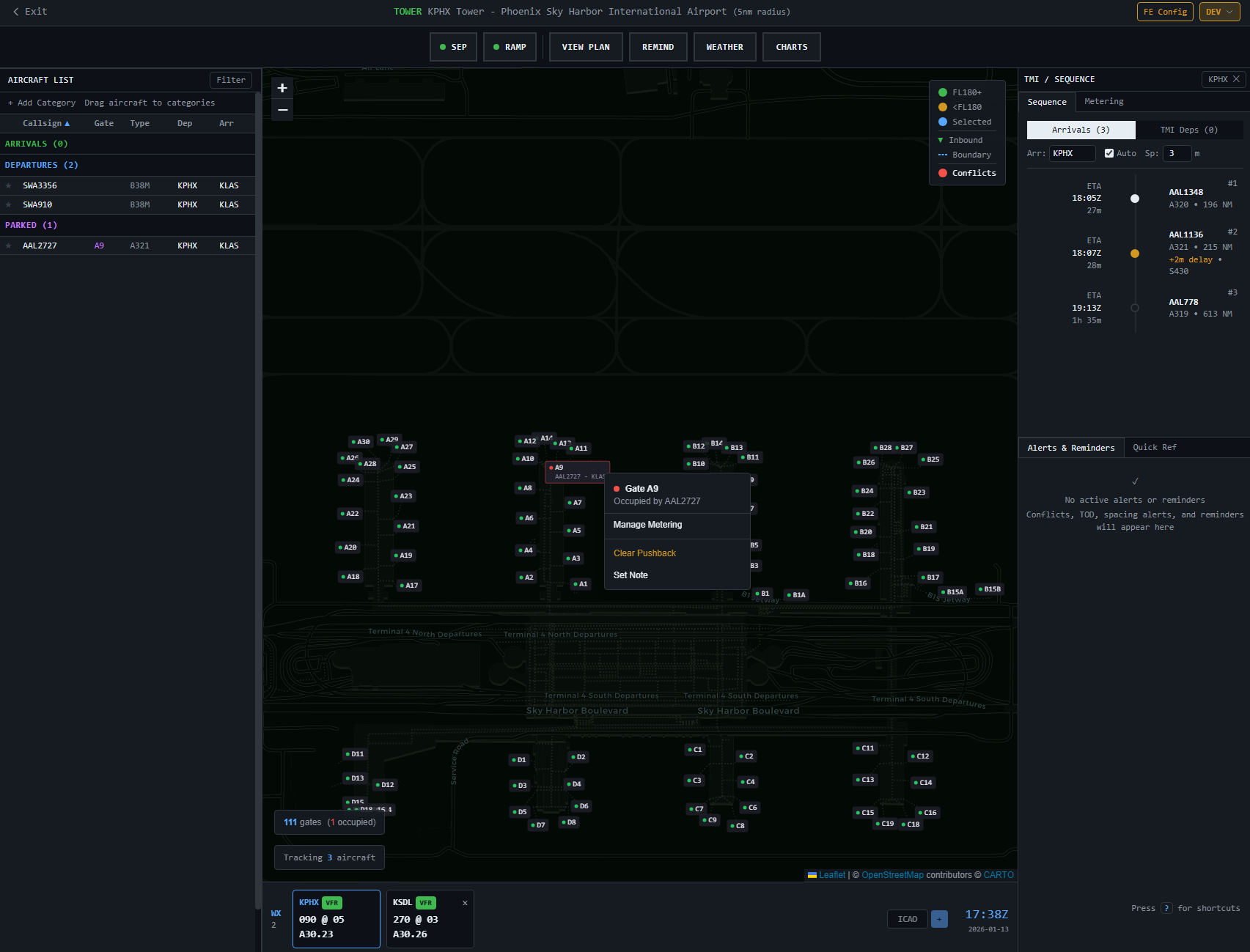 VATDS ramp management and gate coordination view
